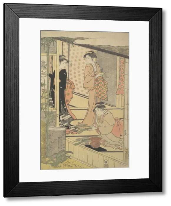 Framed Print : Preparing New Year Decorations, ca. 1788. Creator: Hosoda Eishi Framed Print : Preparing New Year Decorations, ca. 1788. Creator: Hosoda Eishi