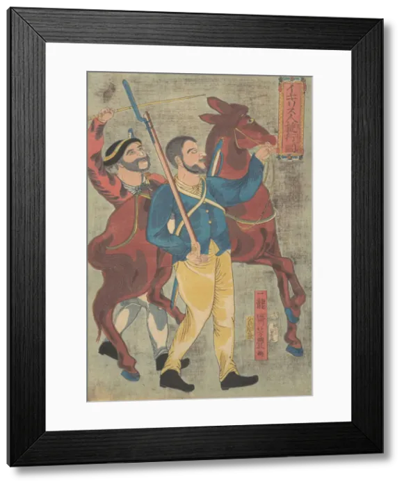 Framed Print : Englishman Walking for Pleasure, 12th month, 1860. Creator: Ichiryusai Yoshitoyo Framed Print : Englishman Walking for Pleasure, 12th month, 1860. Creator: Ichiryusai Yoshitoyo