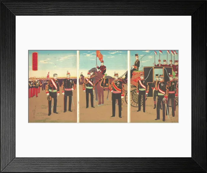 Framed Print : Illustration of Emperors Military Review of a Parade Ground at Aoyama (Aoyama renpe... June, 1888. Creator: Inoue Yasuji) Framed Print : Illustration of Emperors Military Review of a Parade Ground at Aoyama (Aoyama renpe... June, 1888. Creator: Inoue Yasuji)