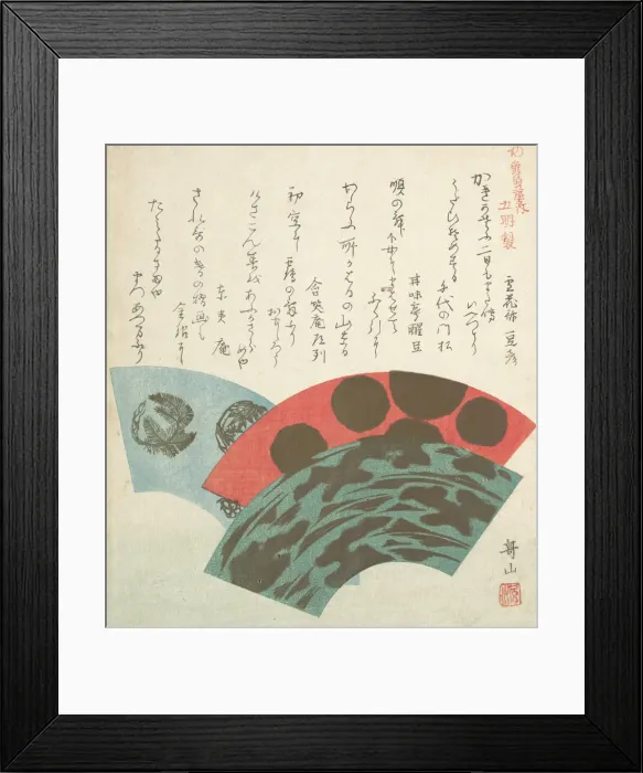 Framed Print : Designs of Fans for Dance, 19th century. Creator: Ishikawa Kazan Framed Print : Designs of Fans for Dance, 19th century. Creator: Ishikawa Kazan