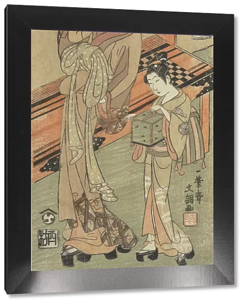 Courtesan and Attendant with a Cage of Fireflies, ca. 1770. Creator: Ippitsusai Buncho