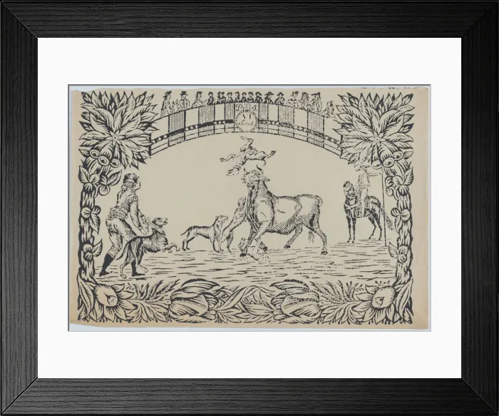 Framed Print : Suerte VI: The toreros assistant sets dogs on the bull, ca. 1850-80. ca. 1850-80. Creator: Anon Framed Print : Suerte VI: The toreros assistant sets dogs on the bull, ca. 1850-80. ca. 1850-80. Creator: Anon