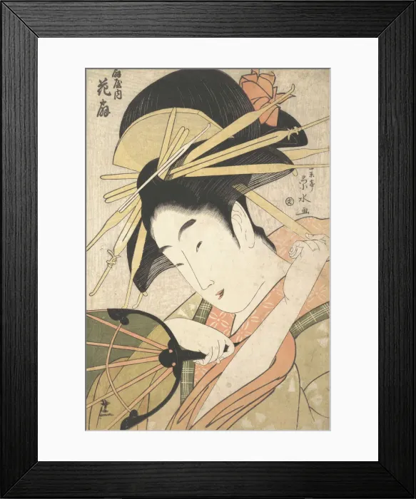 Framed Print : The Courtesan Hanaogi of the Ogiya Brothel (Ogiya no uchi Hanaogi), 1790s. Creator: Ichirakutei Eisui Framed Print : The Courtesan Hanaogi of the Ogiya Brothel (Ogiya no uchi Hanaogi), 1790s. Creator: Ichirakutei Eisui