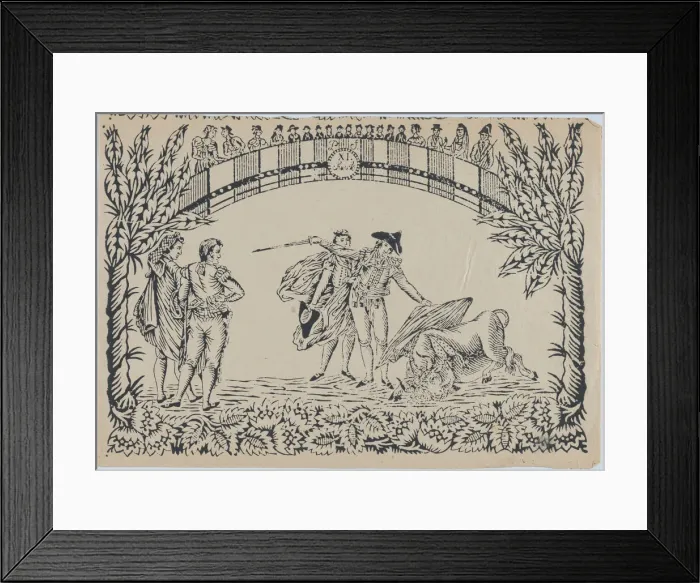 Framed Print : Suerte XI: The death of the bull, ca. 1850-80. ca. 1850-80. Creator: Anon Framed Print : Suerte XI: The death of the bull, ca. 1850-80. ca. 1850-80. Creator: Anon