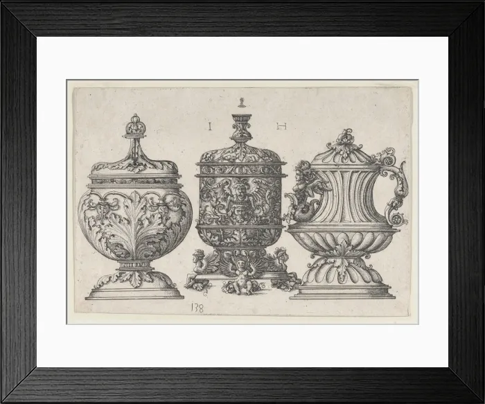 Framed Print : Three Goblets, 1528-1563. Creator: Hieronymus Hopfer Framed Print : Three Goblets, 1528-1563. Creator: Hieronymus Hopfer