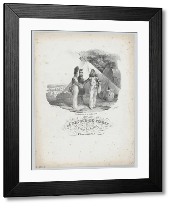 Framed Print : Pierres Return or The Soldiers Vacation, possibly 1829. Creator: Hippolyte Bellangé Framed Print : Pierres Return or The Soldiers Vacation, possibly 1829. Creator: Hippolyte Bellangé