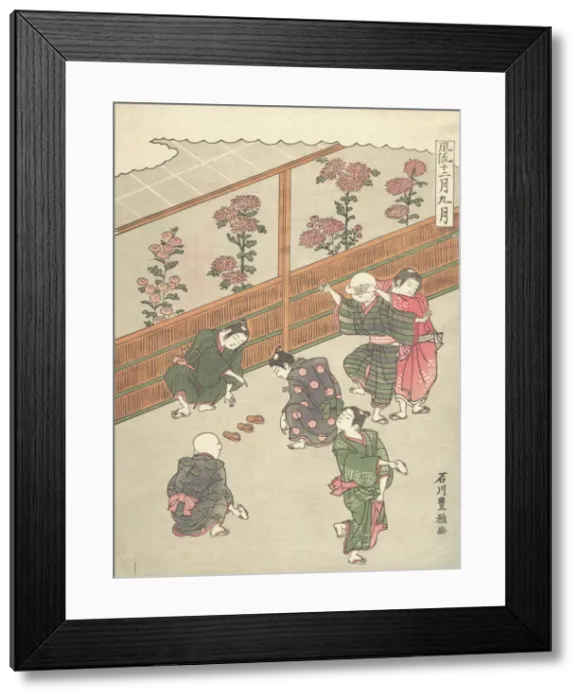 Framed Print : The Ninth Month, ca. 1767. Creator: Ishikawa Toyomasa Framed Print : The Ninth Month, ca. 1767. Creator: Ishikawa Toyomasa