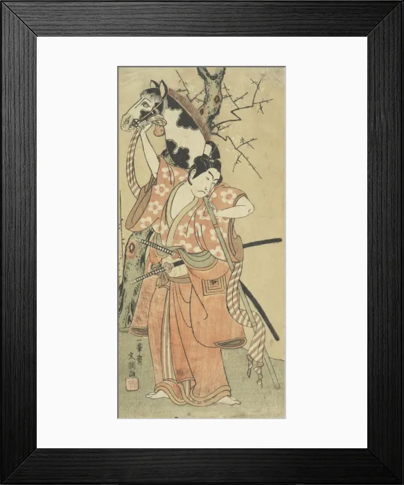 Framed Print : Danjuro as a Youth with a Toy Horse under Plum Blossoms. Creator: Ippitsusai Buncho Framed Print : Danjuro as a Youth with a Toy Horse under Plum Blossoms. Creator: Ippitsusai Buncho