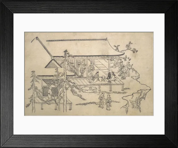 Framed Print : Flower-Viewing Scene, ca. 1685. Creator: Hishikawa Moronobu Framed Print : Flower-Viewing Scene, ca. 1685. Creator: Hishikawa Moronobu