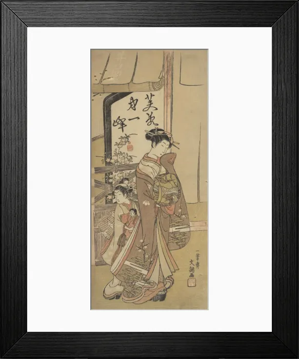 Framed Print : A Courtesan Followed by a Girl Attendant Carrying a Doll, 1723-1792. Creator: Ippitsusai Buncho Framed Print : A Courtesan Followed by a Girl Attendant Carrying a Doll, 1723-1792. Creator: Ippitsusai Buncho