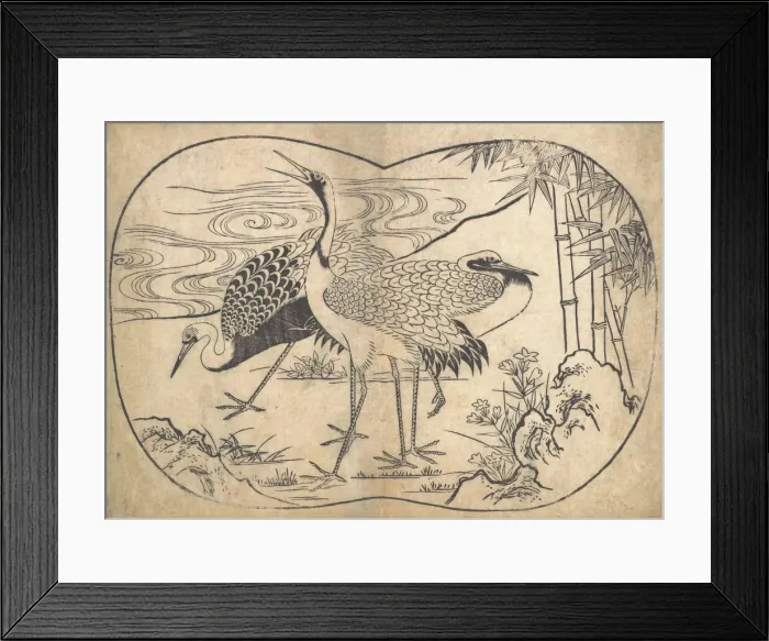 Framed Print : Cranes. Creator: Hishikawa Moronobu Framed Print : Cranes. Creator: Hishikawa Moronobu