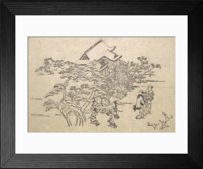 Framed Print : Kiyomidzu Temple in Kyoto. Creator: Hishikawa Moronobu Framed Print : Kiyomidzu Temple in Kyoto. Creator: Hishikawa Moronobu