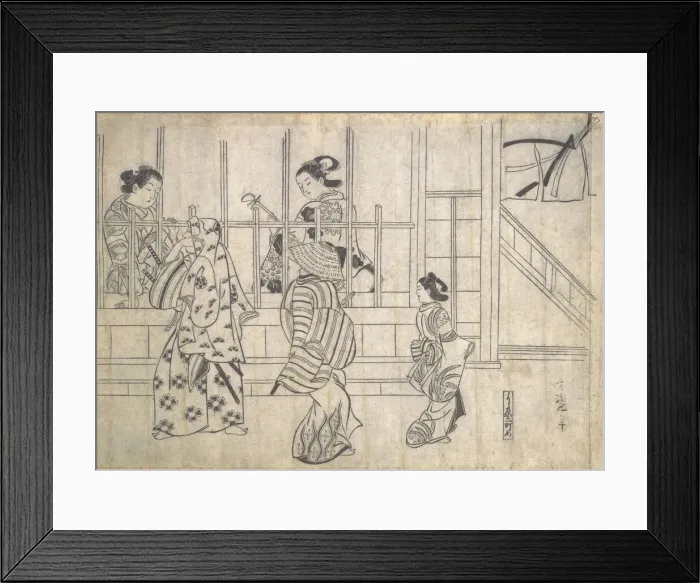 Framed Print : Street Scene in Yoshiwara, late 17th century. Creator: Hishikawa Moronobu Framed Print : Street Scene in Yoshiwara, late 17th century. Creator: Hishikawa Moronobu