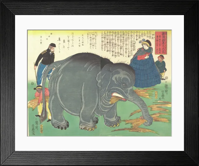 Framed Print : Recently Imported Big Elephant, 1863 (3rd month). Creator: Ichiryusai Yoshitoyo Framed Print : Recently Imported Big Elephant, 1863 (3rd month). Creator: Ichiryusai Yoshitoyo