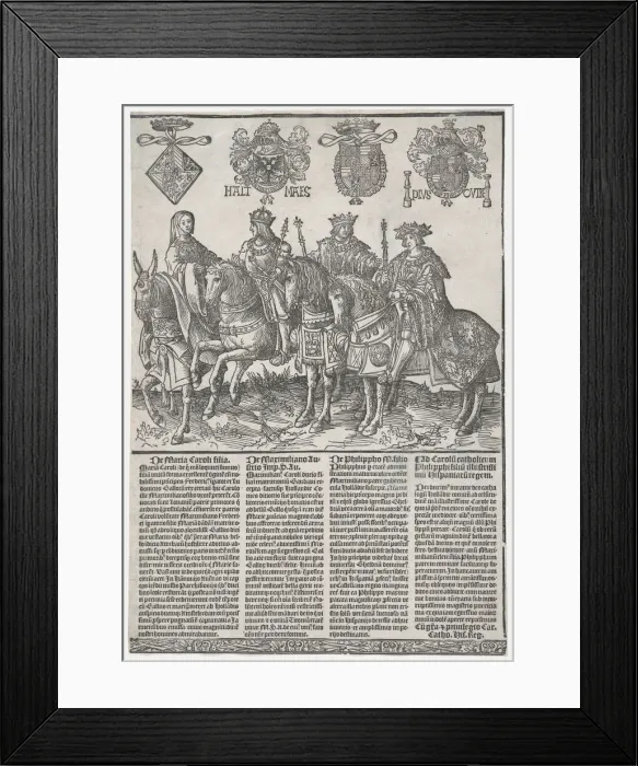 Framed Print : Procession of the Counts and Countess of Holland on Horseback: Mary of Burgundy, Maximilia... 1518. Creator: Jacob Cornelisz. van Oostsanen Framed Print : Procession of the Counts and Countess of Holland on Horseback: Mary of Burgundy, Maximilia... 1518. Creator: Jacob Cornelisz. van Oostsanen