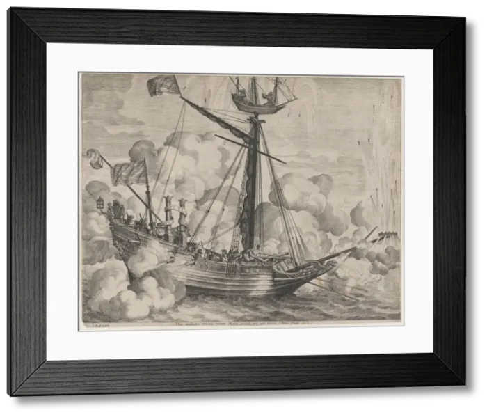 Framed Print : Plate 37: Triumphal ship with fireworks display to the right; from Guillielmus Becanus s... 1636. Creators: Jacob Neeffs, Johannes Meursius, Willem van der Beke Framed Print : Plate 37: Triumphal ship with fireworks display to the right; from Guillielmus Becanus s... 1636. Creators: Jacob Neeffs, Johannes Meursius, Willem van der Beke