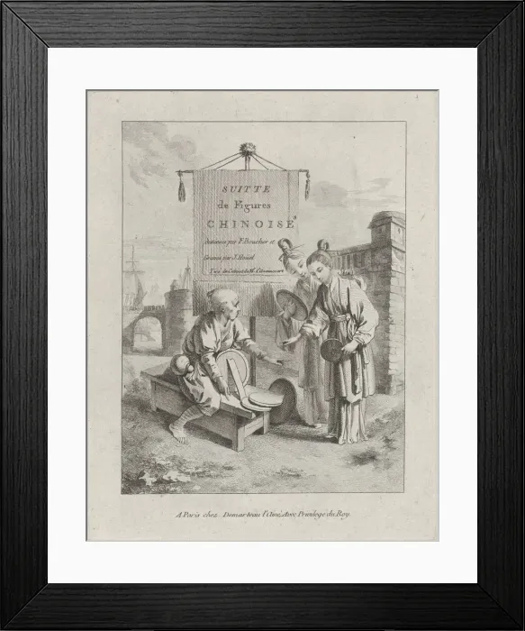 Framed Print : Frontispiece, from Suite de Figures Chinoises... Tire du Cabinet de Mr. d'Azaincourt (... 1755-76. Creator: Jean-Pierre Houel) Framed Print : Frontispiece, from Suite de Figures Chinoises... Tire du Cabinet de Mr. d'Azaincourt (... 1755-76. Creator: Jean-Pierre Houel)