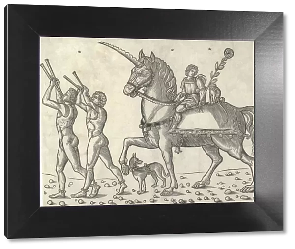 Trumpeters leading Ceasar on horseback, from The Triumphs of Caesar, 1504. Creator: Jacob von Strassburg