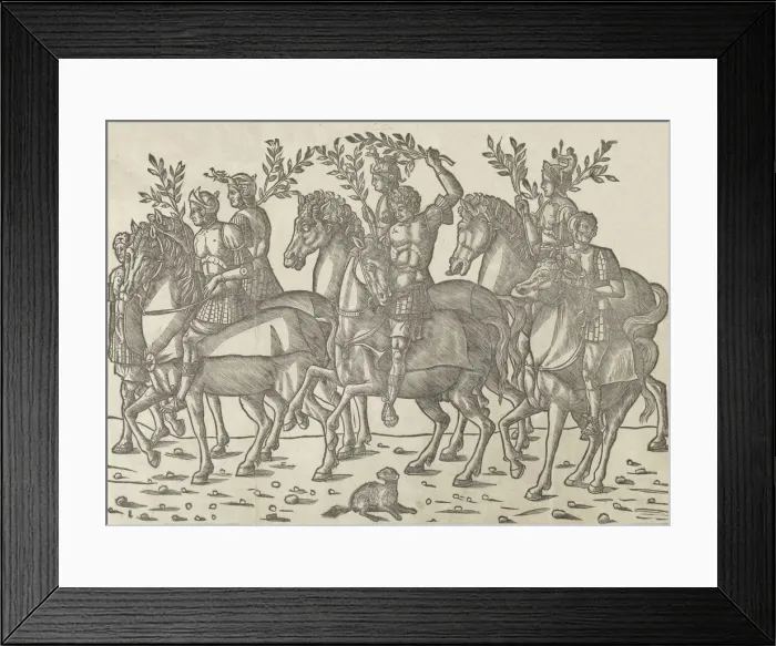 Framed Print : Figures on horseback, from The Triumph of Caesar, 1504. Creator: Jacob von Strassburg Framed Print : Figures on horseback, from The Triumph of Caesar, 1504. Creator: Jacob von Strassburg
