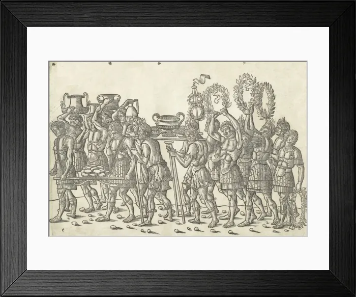 Framed Print : Figures bearing trophies and and carrying wreaths, from The Triumph of Caesar, 1504. Creator: Jacob von Strassburg Framed Print : Figures bearing trophies and and carrying wreaths, from The Triumph of Caesar, 1504. Creator: Jacob von Strassburg