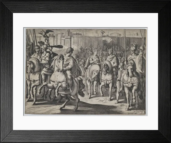 Framed Print : Plate 4: The peace with the king of France in order to fight the Turks, from the Triumphs... 1614. Creator: Jacob III de Gheyn Framed Print : Plate 4: The peace with the king of France in order to fight the Turks, from the Triumphs... 1614. Creator: Jacob III de Gheyn