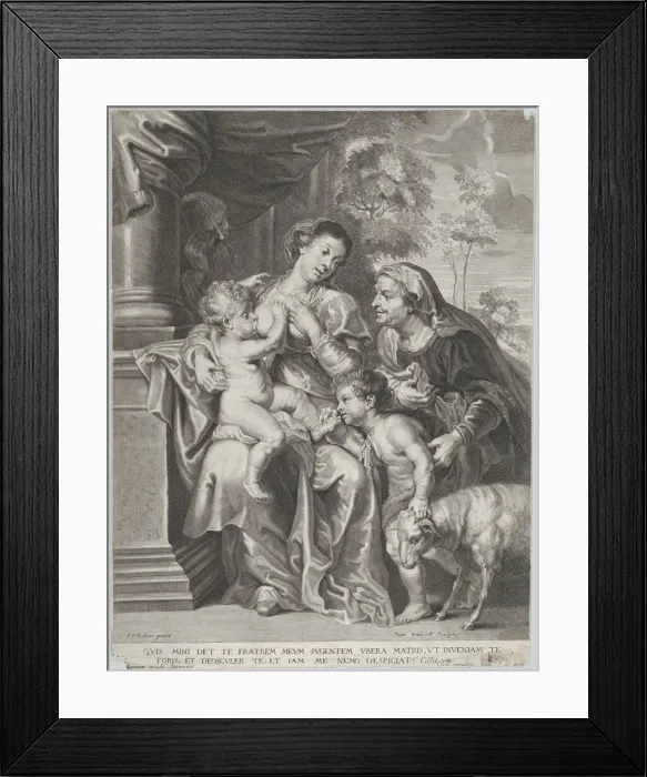 Framed Print : The Holy Family with Elizabeth and the infant Saint John the Baptist, the Virgin nu... ca. 1635-42. Creators: Jan Witdoeck, Peter Paul Rubens Framed Print : The Holy Family with Elizabeth and the infant Saint John the Baptist, the Virgin nu... ca. 1635-42. Creators: Jan Witdoeck, Peter Paul Rubens