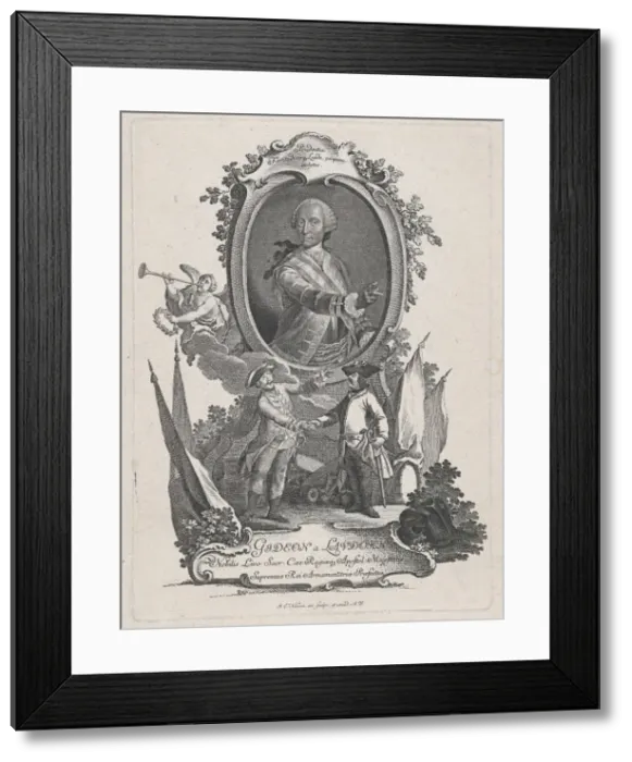 Framed Print : Portrait of Gideon a Laudohn, Nobbleman of Livonia (Latvia), ca. 1740-1760. Creator: Johann Esaias Nilson Framed Print : Portrait of Gideon a Laudohn, Nobbleman of Livonia (Latvia), ca. 1740-1760. Creator: Johann Esaias Nilson