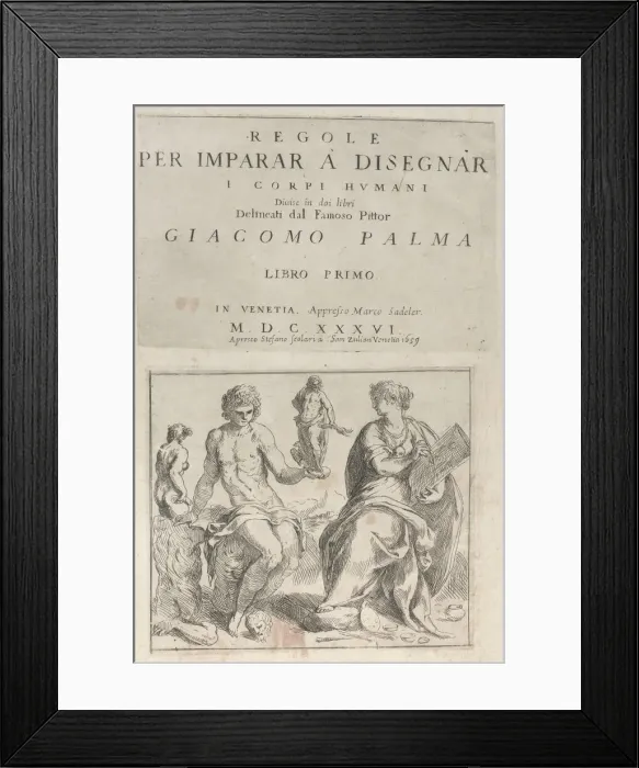 Framed Print : Regole per Imparar a Disegnar i corpi humani... Giacomo Palma Libro P... 1636 (republished 1659). Creator: Jacopo Palma Framed Print : Regole per Imparar a Disegnar i corpi humani... Giacomo Palma Libro P... 1636 (republished 1659). Creator: Jacopo Palma