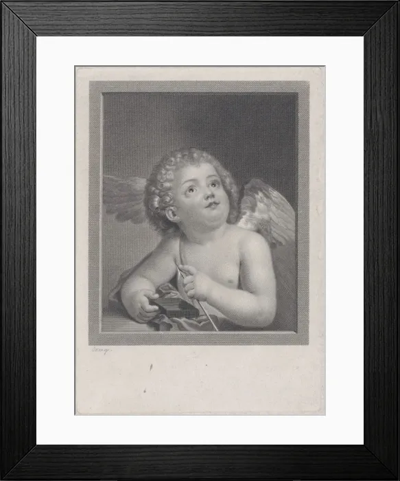 Framed Print : Cupid feeling the point of an arrow, 1790. Creator: Johann Friedrich Bause Framed Print : Cupid feeling the point of an arrow, 1790. Creator: Johann Friedrich Bause
