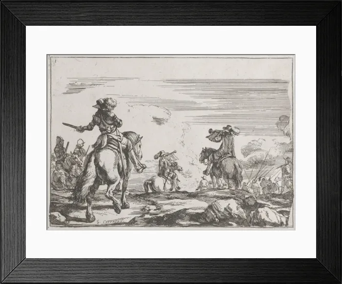 Framed Print : Plate 1: the departure of the armies, 1635-60. Creator: Jacques Courtois Framed Print : Plate 1: the departure of the armies, 1635-60. Creator: Jacques Courtois