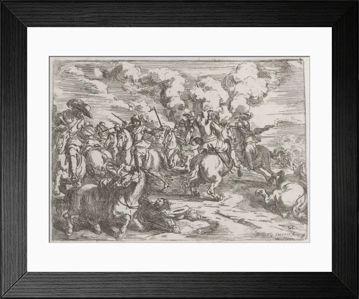 Framed Print : Plate 6: the combat, 1635-60. Creator: Jacques Courtois Framed Print : Plate 6: the combat, 1635-60. Creator: Jacques Courtois