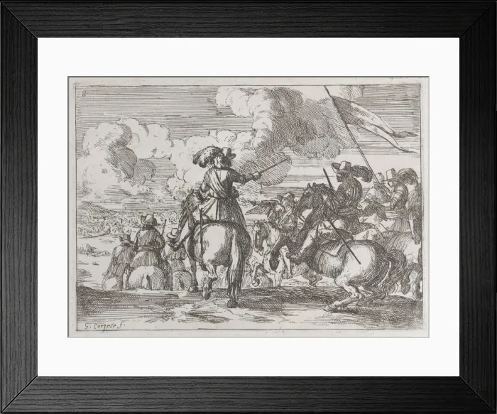 Framed Print : Plate 8: the march to the battlefield, 1635-60. Creator: Jacques Courtois Framed Print : Plate 8: the march to the battlefield, 1635-60. Creator: Jacques Courtois