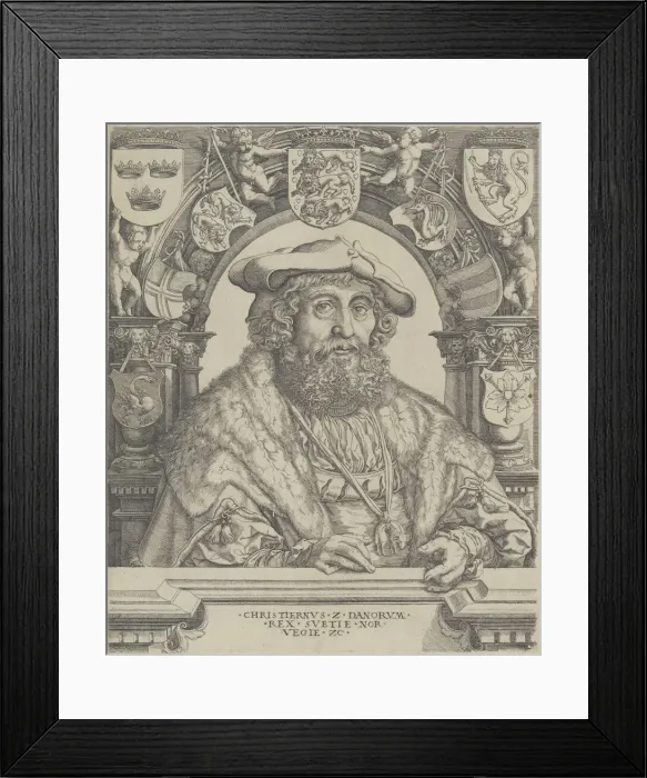 Framed Print : Christian II, King of Denmark, 1529. Creator: Jacob Binck Framed Print : Christian II, King of Denmark, 1529. Creator: Jacob Binck