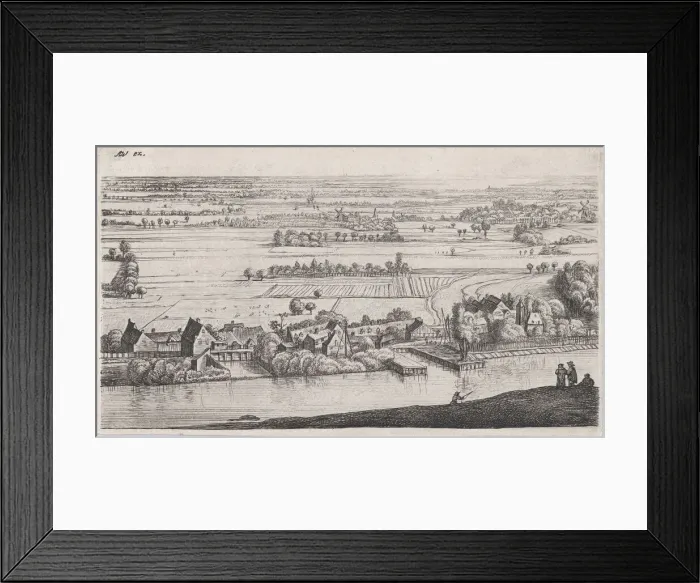 Framed Print : Village on a River, 17th century. Creator: Jan Ruischer Framed Print : Village on a River, 17th century. Creator: Jan Ruischer