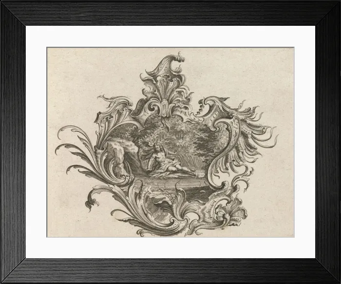 Framed Print : Design for a Cartouche and Representation of Sight, Plate 2 from Neu Inv... Printed ca. 1750-56. Creator: Johann Georg Pintz Framed Print : Design for a Cartouche and Representation of Sight, Plate 2 from Neu Inv... Printed ca. 1750-56. Creator: Johann Georg Pintz
