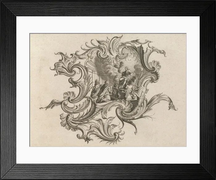 Framed Print : Design for a Cartouche and Representation of Smell, Plate 5 from Neu Inv... Printed ca. 1750-56. Creator: Johann Georg Pintz Framed Print : Design for a Cartouche and Representation of Smell, Plate 5 from Neu Inv... Printed ca. 1750-56. Creator: Johann Georg Pintz
