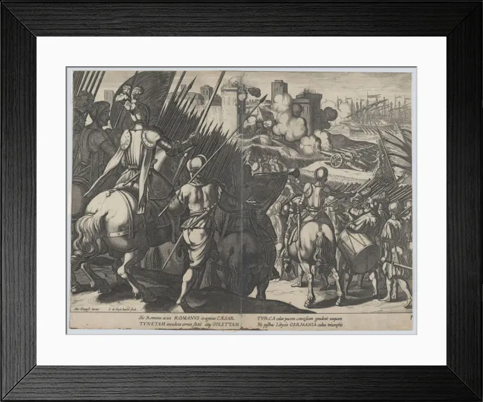Framed Print : Plate 4: The victory of Goleta, near Tunis, from the Triumphs of Charles V, 1614. Creator: Jacob III de Gheyn Framed Print : Plate 4: The victory of Goleta, near Tunis, from the Triumphs of Charles V, 1614. Creator: Jacob III de Gheyn