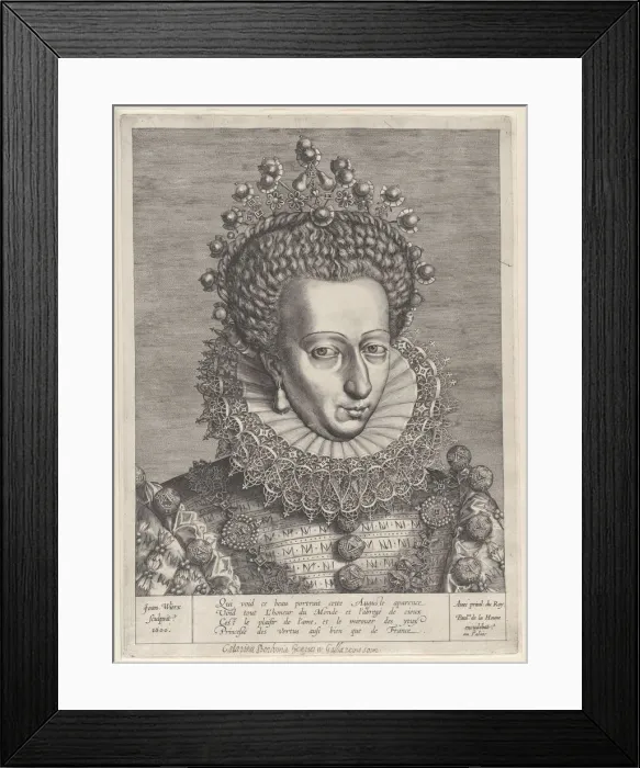 Framed Print : Portrait of Catherine de Bourbon, 1600. Creator: Jan Wierix Framed Print : Portrait of Catherine de Bourbon, 1600. Creator: Jan Wierix