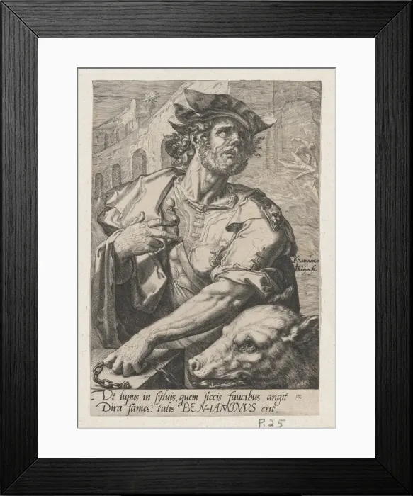 Framed Print : Benjamin, from The Twelve Sons of Jacob. Creator: Jacques de Gheyn II Framed Print : Benjamin, from The Twelve Sons of Jacob. Creator: Jacques de Gheyn II