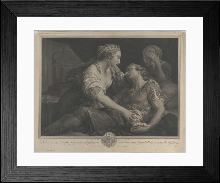 Framed Print : The Death of Mark Antony with Cleopatra at left, 1778. Creator: Johann Georg Wille Framed Print : The Death of Mark Antony with Cleopatra at left, 1778. Creator: Johann Georg Wille