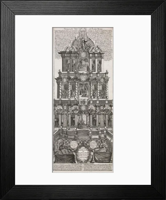 Framed Print : Broadsheet in Commemoration of the 200th Anniversary of the Augsburg Confession of 153... ca. 1730. Creator: Johann Gottfried Boeck Framed Print : Broadsheet in Commemoration of the 200th Anniversary of the Augsburg Confession of 153... ca. 1730. Creator: Johann Gottfried Boeck