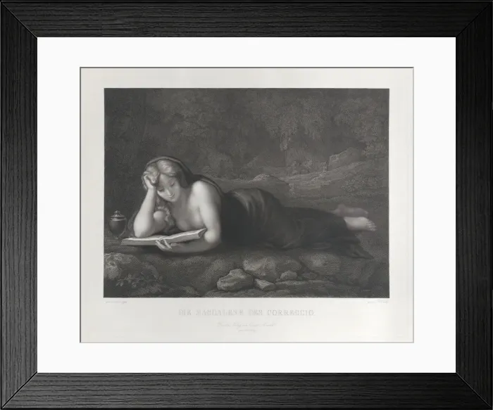 Framed Print : Mary Magdalene reading in the desert, 1827-75. Creator: Johann Heinrich Friedrich Ludwig Knolle Framed Print : Mary Magdalene reading in the desert, 1827-75. Creator: Johann Heinrich Friedrich Ludwig Knolle