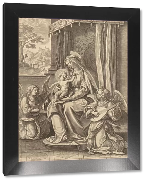 Virgin and Child Enthroned with Two Musical Angels, . n. d Creator: Jan Wierix