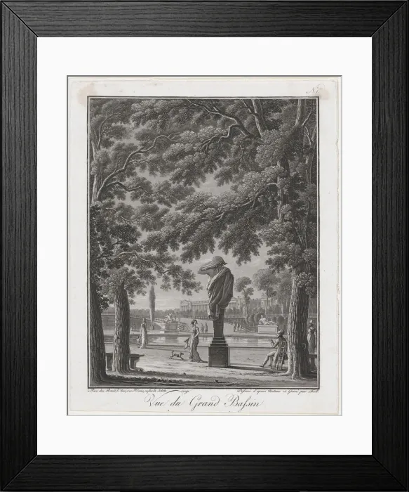 Framed Print : View of the Grand Basin of the Tuileries (behind the statue of Autumn), ca. 1803. Creator: Johann Heinrich Troll Framed Print : View of the Grand Basin of the Tuileries (behind the statue of Autumn), ca. 1803. Creator: Johann Heinrich Troll