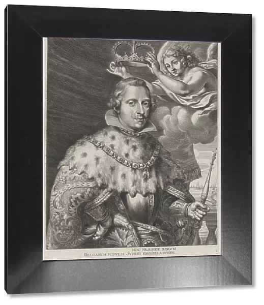 Plate 2: Portrait of Philip IV, King of Spain, being crowned; from Guillielmus Becanus s... 1636. Creators: Johannes Meursius, Willem van der Beke