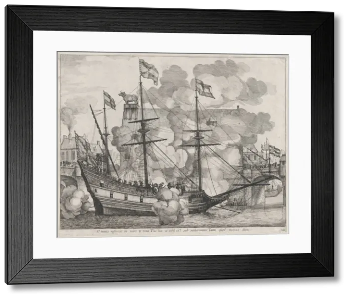 Framed Print : Plate 38: Triumphal ship with the city of Ghent in the background; from Guillielmus Becanu... 1636. Creators: Johannes Meursius, Willem van der Beke Framed Print : Plate 38: Triumphal ship with the city of Ghent in the background; from Guillielmus Becanu... 1636. Creators: Johannes Meursius, Willem van der Beke