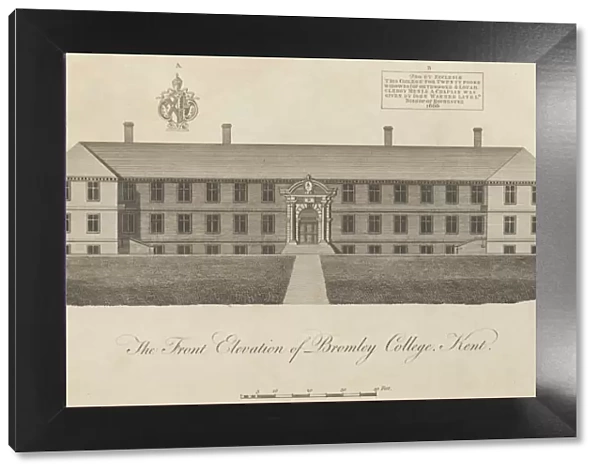 The Front Elevation of Bromley College, Kent, 1777-1790. Creator: John Bayly