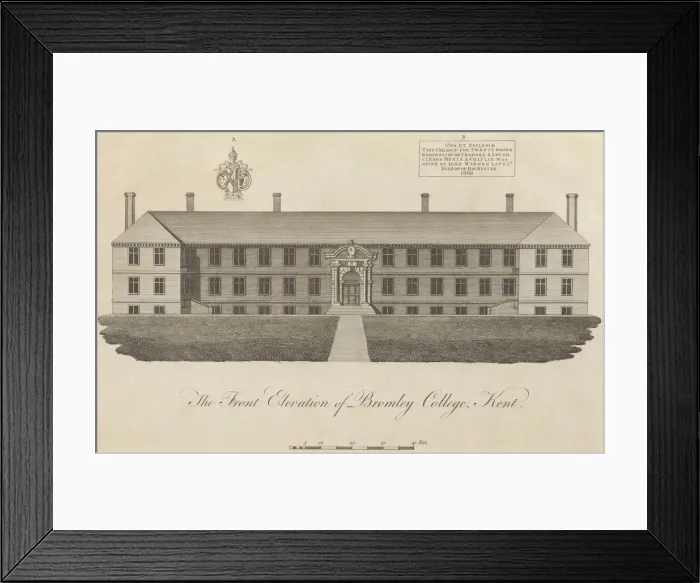Framed Print : The Front Elevation of Bromley College, Kent, 1777-1790. Creator: John Bayly Framed Print : The Front Elevation of Bromley College, Kent, 1777-1790. Creator: John Bayly