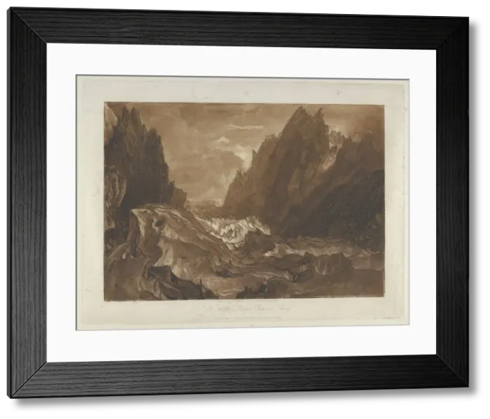 Framed Print : Mer de Glace, Valley of Chamouni-Savoy (Liber Studiorum, part X, plate 50), May 23, 1812. Creator: JMW Turner Framed Print : Mer de Glace, Valley of Chamouni-Savoy (Liber Studiorum, part X, plate 50), May 23, 1812. Creator: JMW Turner