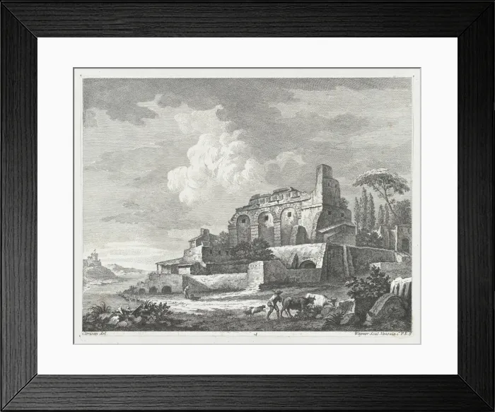 Framed Print : Landscape with Ruins, ca. 1750-70. Creator: Joseph Wagner Framed Print : Landscape with Ruins, ca. 1750-70. Creator: Joseph Wagner